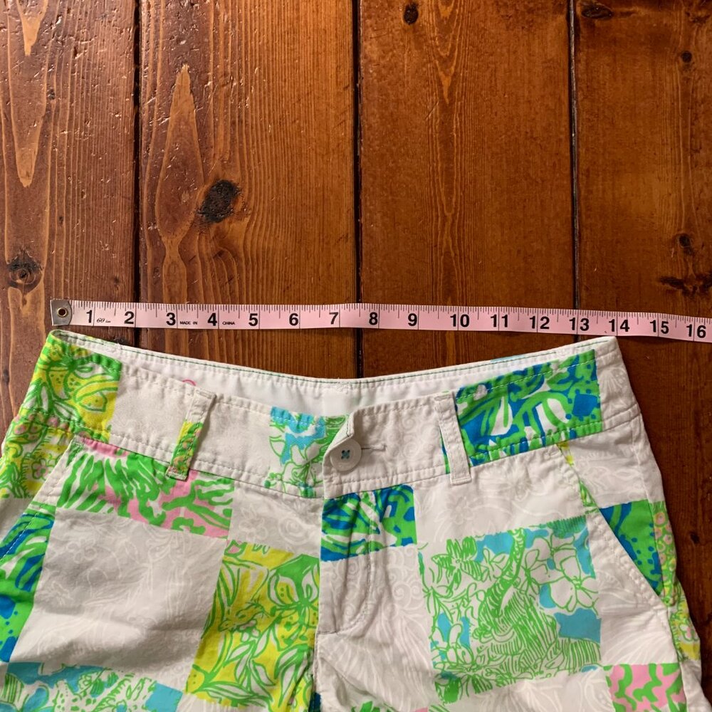Lilly Pulitzer The Callahan Women's 0 Patchwork 100% Cotton Lioness Shorts GUC - Picture 13 of 16